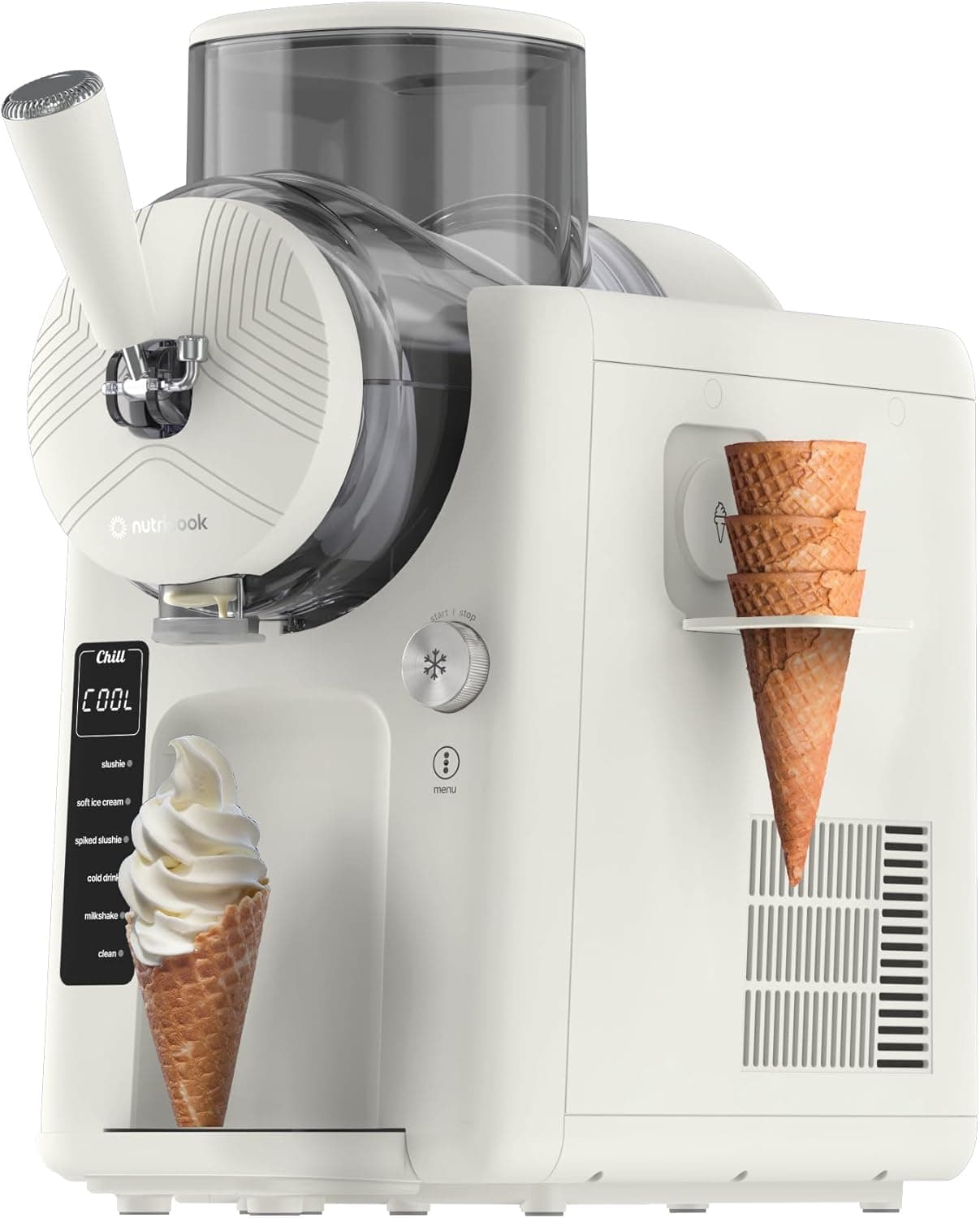 Nutricook Frost Ice Cream Maker (Beige) – 2-in-1 Soft Serve & Slushie Machine with Built-In Compressor, 5 Preset Modes, 7 Texture Settings & 1.8L Capacity