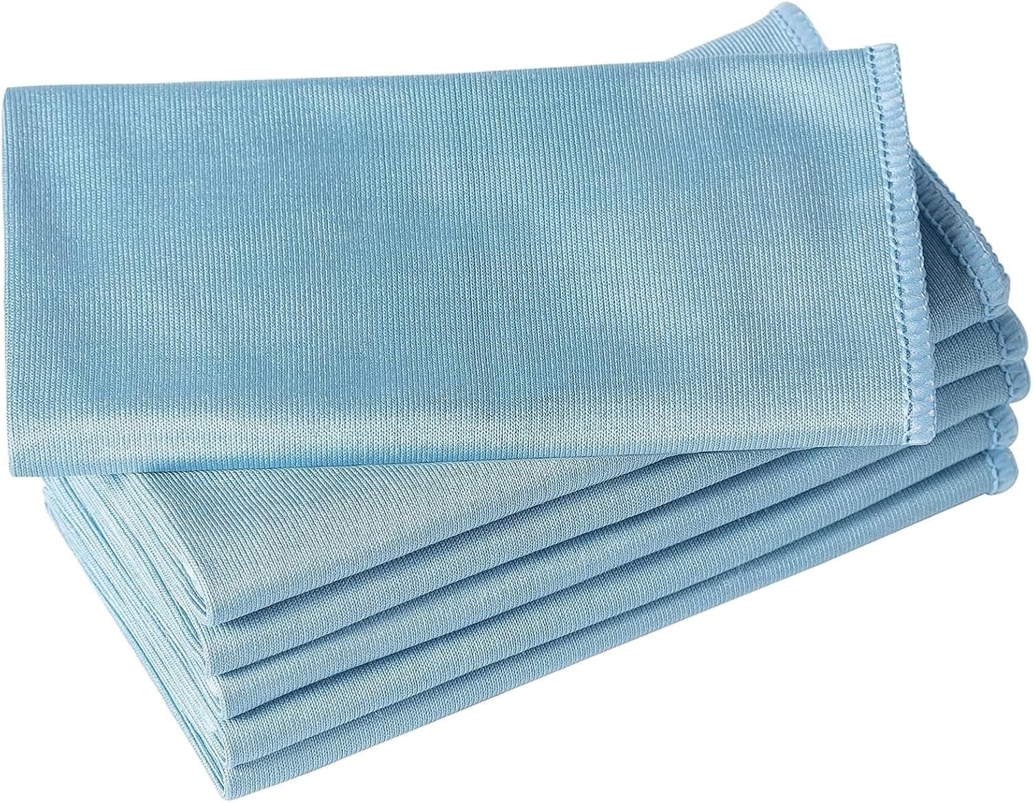 6 Pack Microfiber Glass Cleaning Cloth, 12 Inch X 12 Inch, Lint Free Quickly Clean Window, Glasses, Windshields, Mirrors, and Stainless Steel, Blue