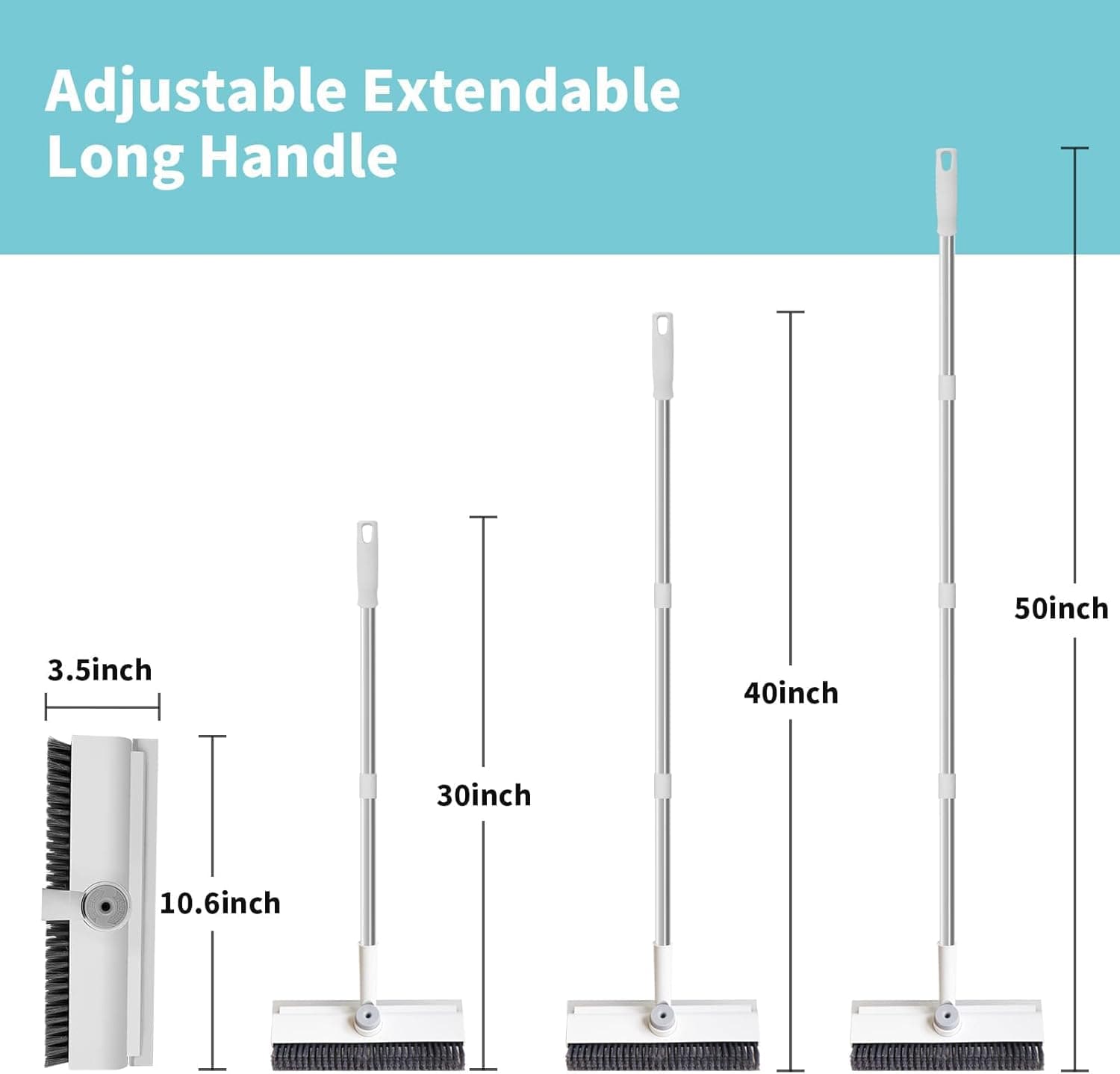 برس شستشوی کف KASTWAVE با دسته بلند، 3 در 1 شامل تیغه آب‌جمع‌کن و برس اسکرابر سخت و سنگین برای تمیز کردن دوش حمام، پاسیو، گاراژ، آشپزخانه، دیوار و عرشه 3404