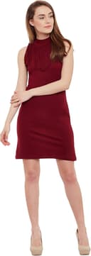 پیراهن مینی بادی‌کان زنانه بدون آستین یقه گرد ساده Miss Olive (MOPW16D05-79) سایز L رنگ زرشکی 3419