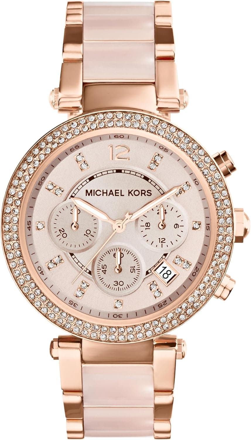 ساعت Michael Kors Parker از استیل ضد زنگ با تزئینات درخشان، رزگلد