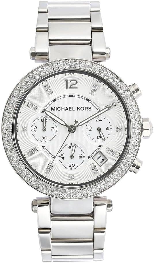 ساعت Michael Kors Parker از استیل ضد زنگ با تزئینات براق نقره‌ای/نقره‌ای