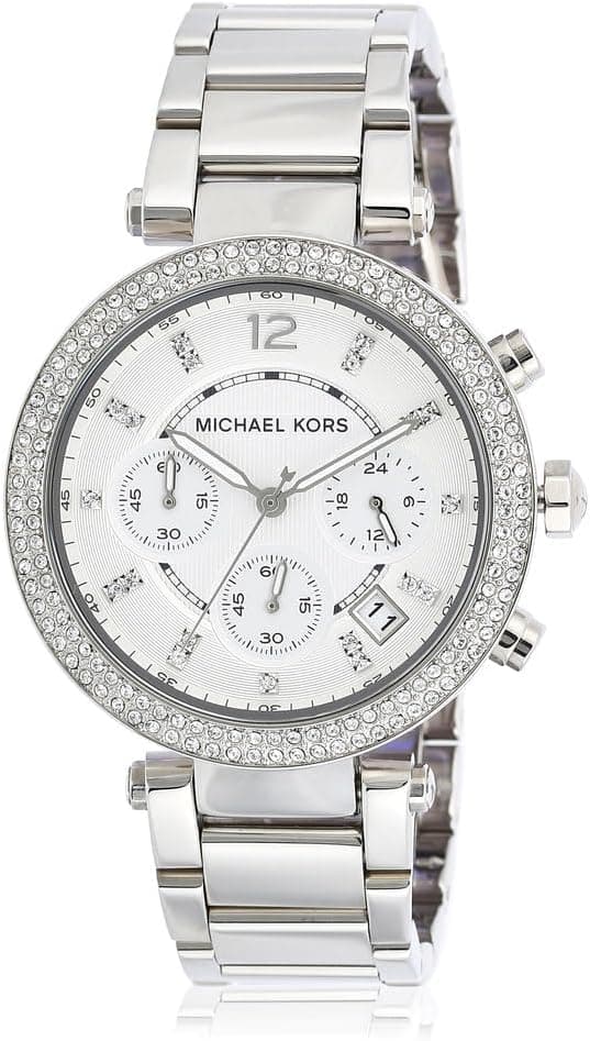 ساعت Michael Kors Parker از استیل ضد زنگ با تزئینات براق نقره‌ای/نقره‌ای