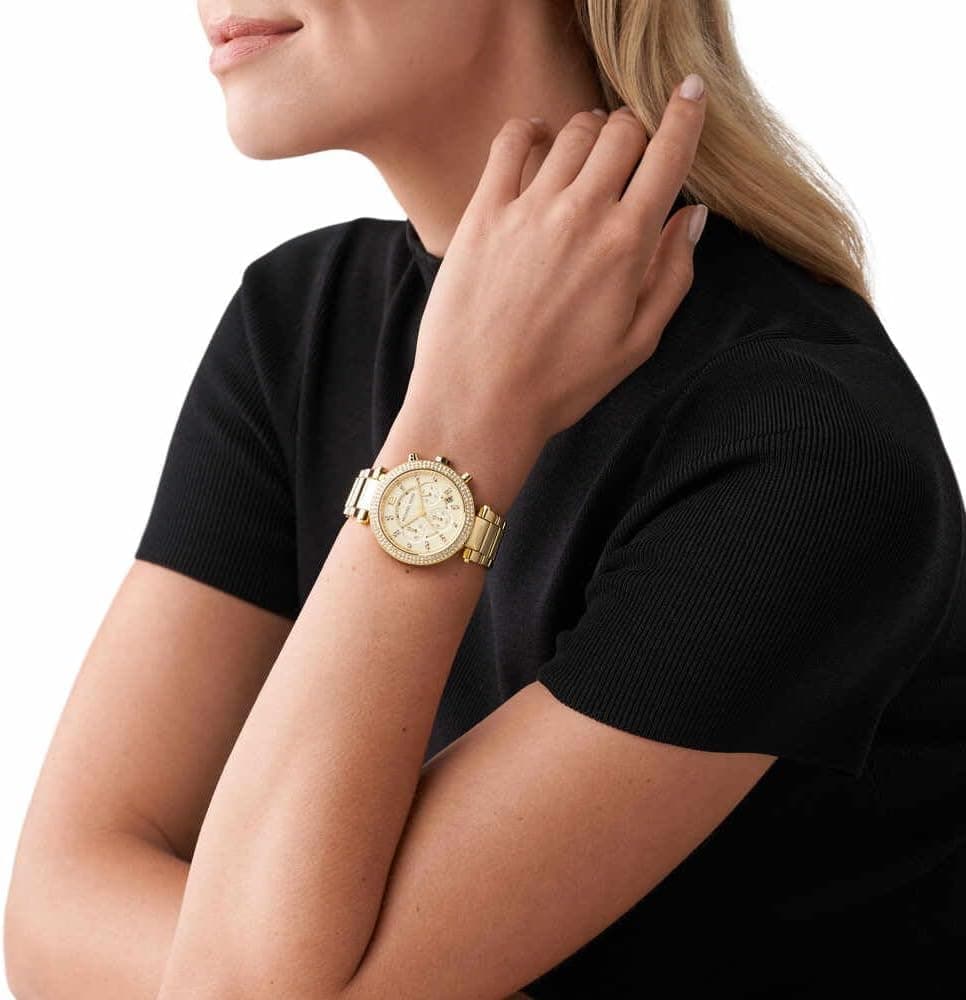 ساعت Michael Kors Parker از استیل ضد زنگ با تزئینات براق طلایی 3451