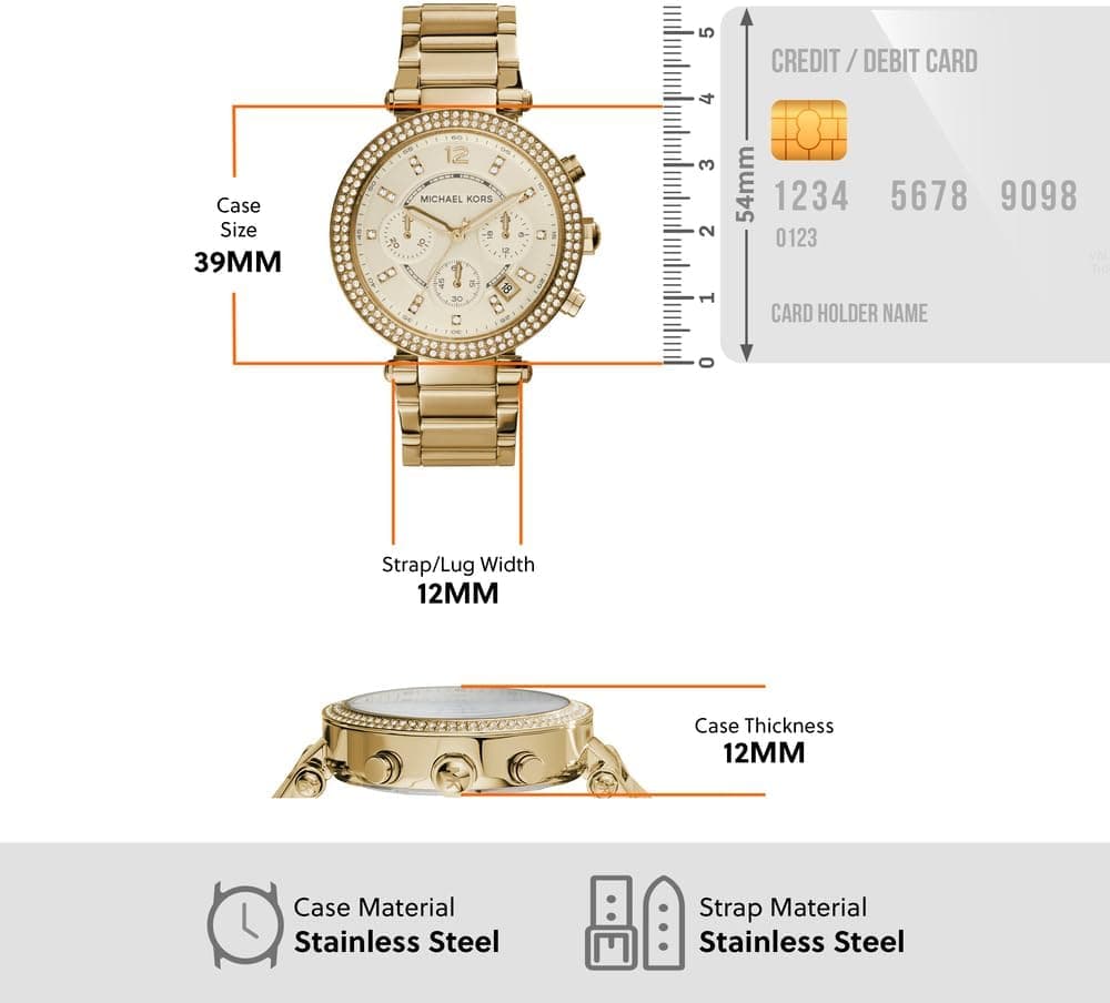 ساعت Michael Kors Parker از استیل ضد زنگ با تزئینات براق طلایی 3453