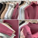 بلوز بافتنی ضخیم زمستانی با آستر پشمی، پلیور یقه‌اسکی ضخیم و راحت 2023 با بافت نرم و گرم، M زردآلویی M 3487