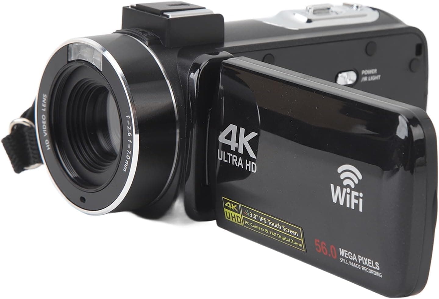 دوربین فیلمبرداری ویدئو 4K 30FPS 56MP با قابلیت شب، زوم 18X، میکروفون خارجی، ریموت کنترل - دوربین Vlogging قابل حمل با خروجی HD - ایده‌آل برای Vlogging و عکاسی 3495