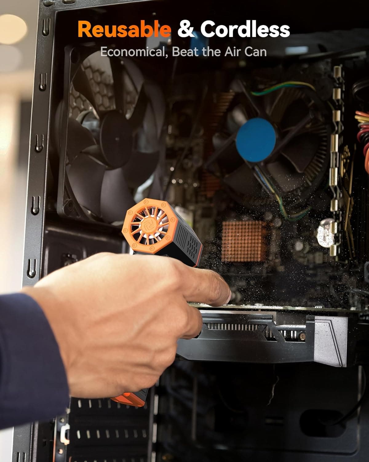 گردگیر برقی WOLFBOX MF50 - گردگیر بی‌سیم فوق‌العاده قدرتمند با سرعت 110000RPM، دمنده مینی 3 حالته قابل تنظیم با شارژ سریع، دمنده گرد و غبار برای کامپیوتر، کیبورد، خانه، فضای باز و خودرو MF 50