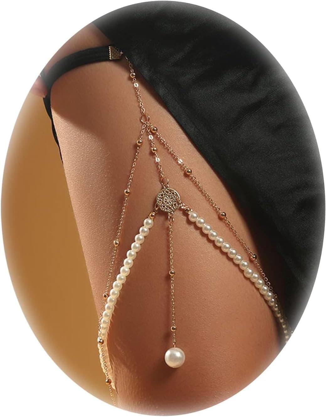 زنجیر چندطبقه Khazna برای پا و بدن – جواهرات ران با کریستال نقره‌ای برای زنان و دختران، مناسب برای فستیوال‌ها، مهمانی‌ها، کلاب و لوازم جانبی بیكینی.