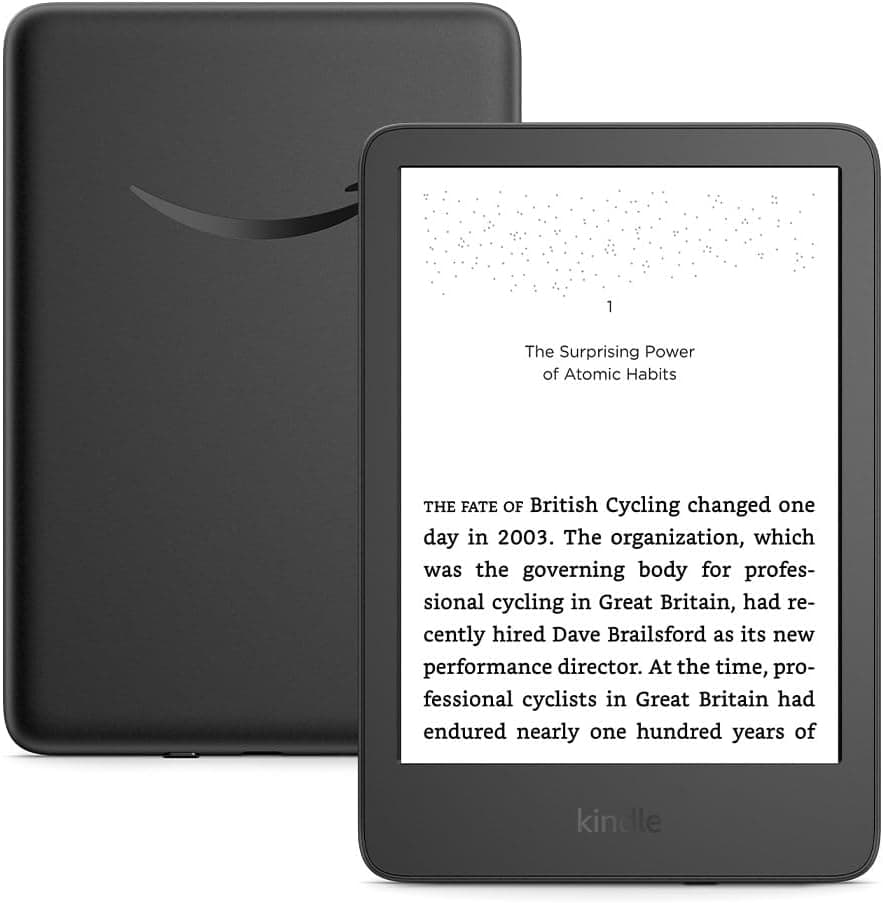 کتابخوان Amazon Kindle (۱۶ گیگابایت) – سبک‌ترین و جمع‌وجورترین Kindle، با صفحه نمایش بدون بازتاب نور، سرعت بالای تغییر صفحات، نور جلوی قابل تنظیم و عمر باتری طولانی – رنگ مشکی.