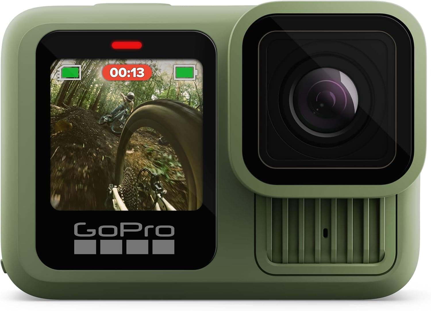 دوربین ورزشی GoPro HERO13 Black – رنگ سبز جنگلی (نسخه محدود)، ضدآب، فیلم‌برداری با کیفیت 5.3K60، عکس ۲۷ مگاپیکسلی و سازگار با لنزهای سری HB.