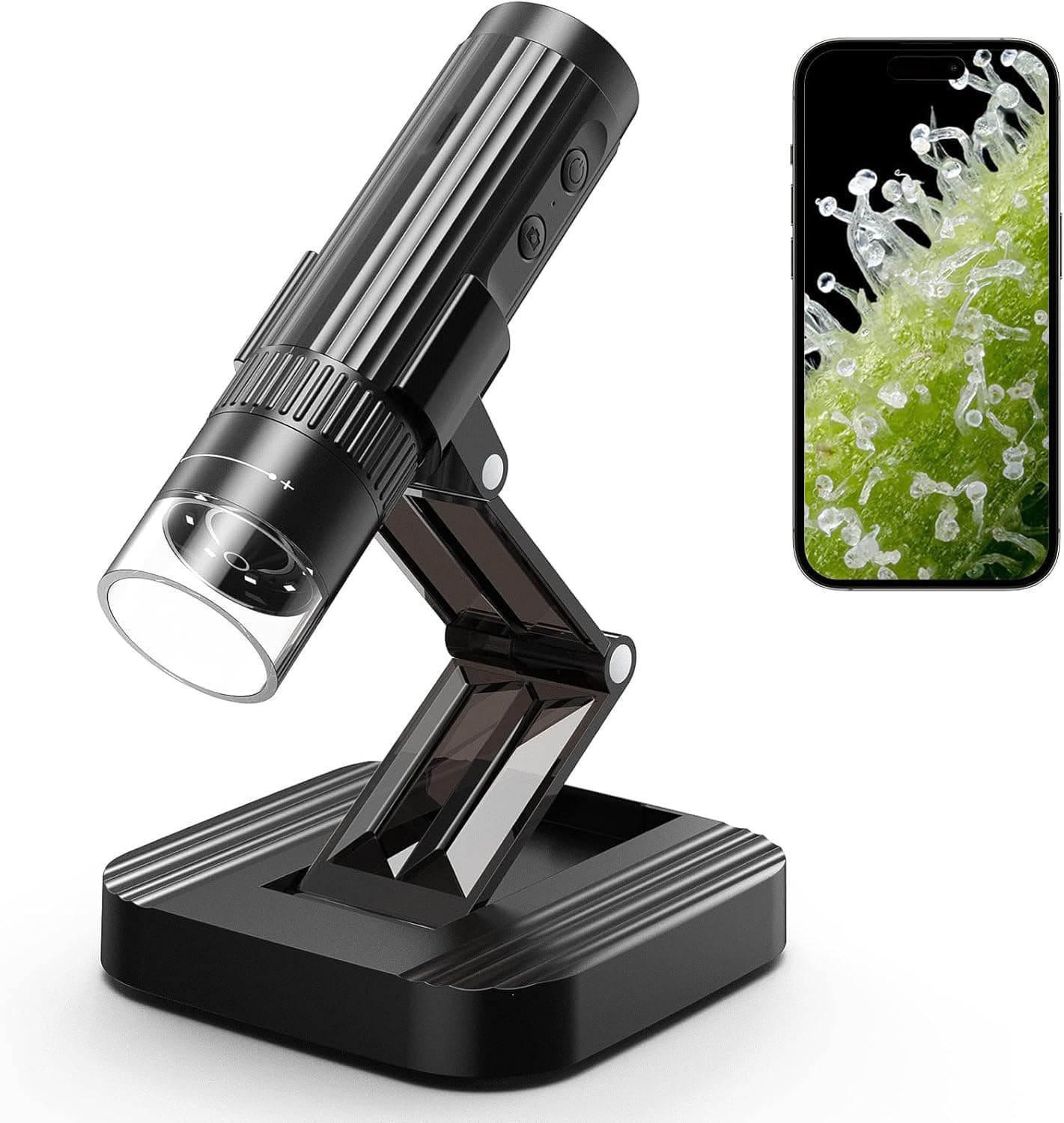 میکروسکوپ دیجیتال بی‌سیم Excefore – با بزرگ‌نمایی ۵۰ تا ۱۰۰۰ برابر و وضوح 1080P HD، قابل حمل و دستی با اتصال WiFi و USB، مناسب برای بررسی تریکوم، سکه و اشیای ریز، همراه با پایه نگهدارنده، سازگار با iPhone، iPad، گوشی‌های اندروید و کامپیوتر.