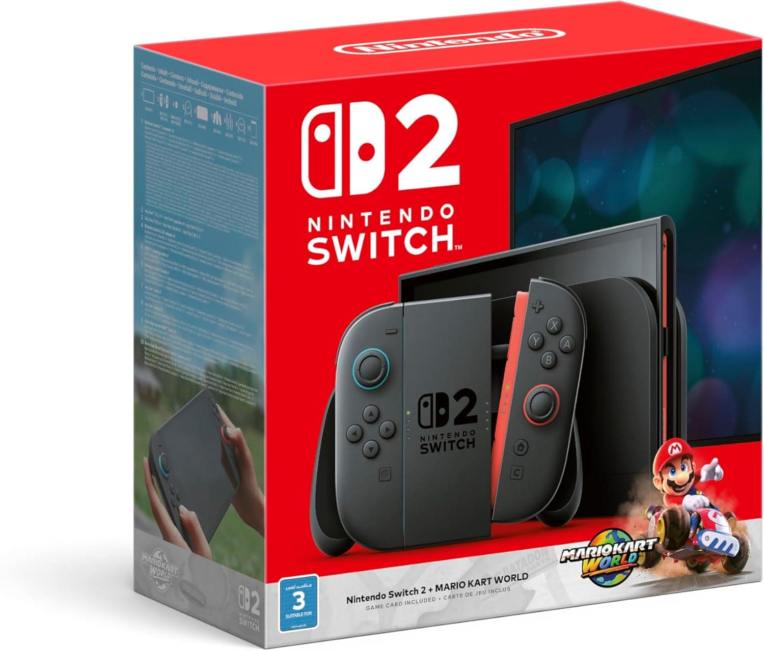 باندل کنسول Nintendo Switch 2 به همراه بازی Mario Kart World (نسخه کارتریج) – نسخه امارات (UAE Version)، دارای ۱ سال گارانتی سازنده.