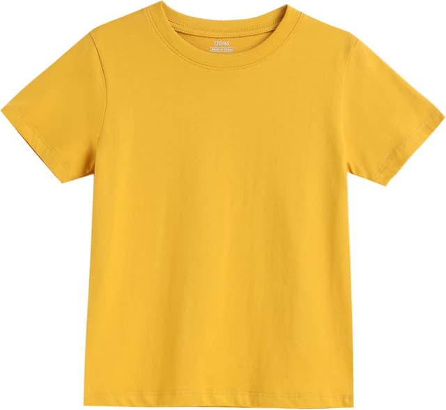 Kids' 100% Cotton Unisex Round Neck Short Sleeve Boys' T-Shirt yellow 9-10 Years