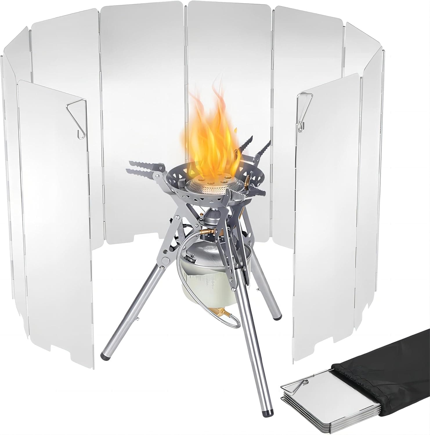 محافظ باد اجاق کمپینگ COOLBABY با ۱۰ صفحه – تاشو و قابل‌حمل، مناسب برای اجاق گاز کمپینگ، اجاق بوتان، اجاق الکلی و پخت‌وپز در فضای باز یا پیک‌نیک.