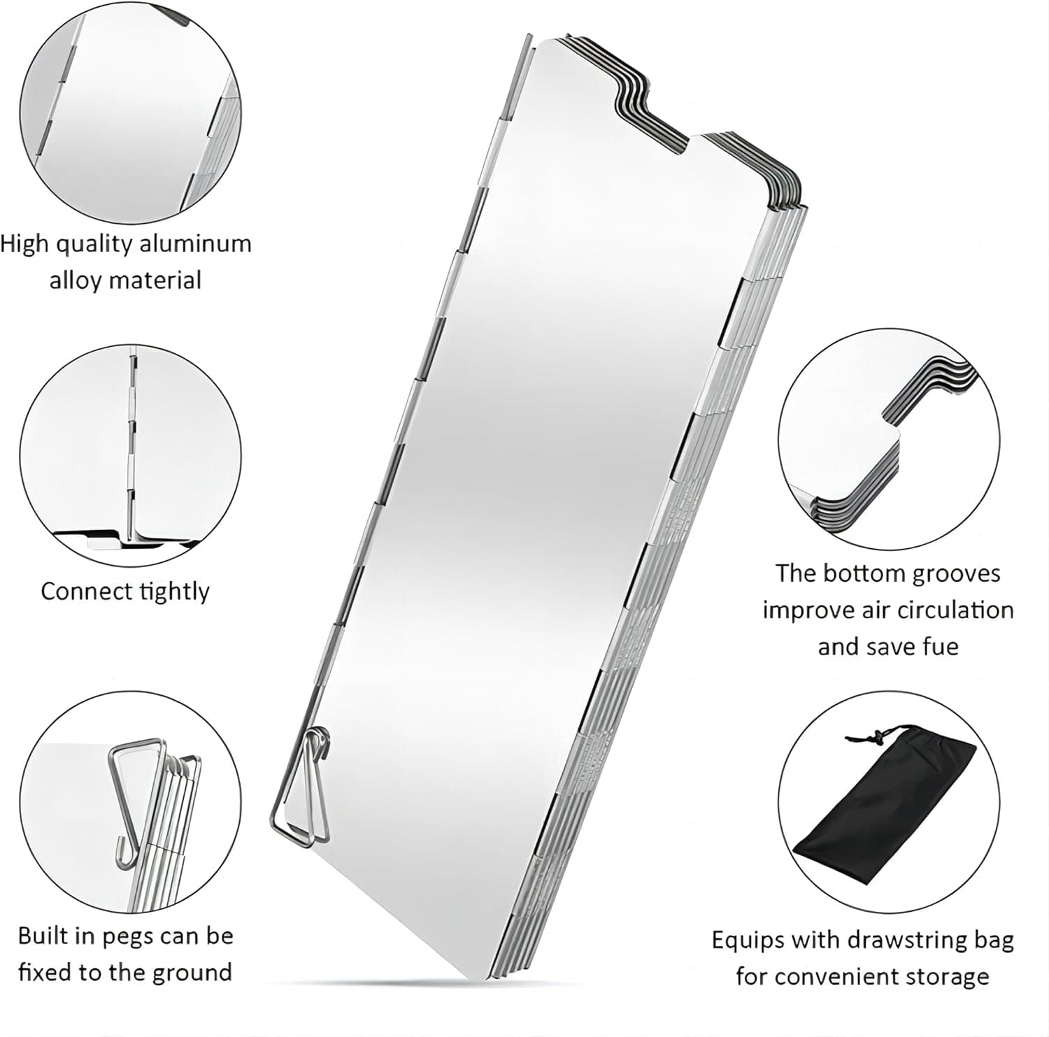 محافظ باد اجاق کمپینگ COOLBABY با ۱۰ صفحه – تاشو و قابل‌حمل، مناسب برای اجاق گاز کمپینگ، اجاق بوتان، اجاق الکلی و پخت‌وپز در فضای باز یا پیک‌نیک.
