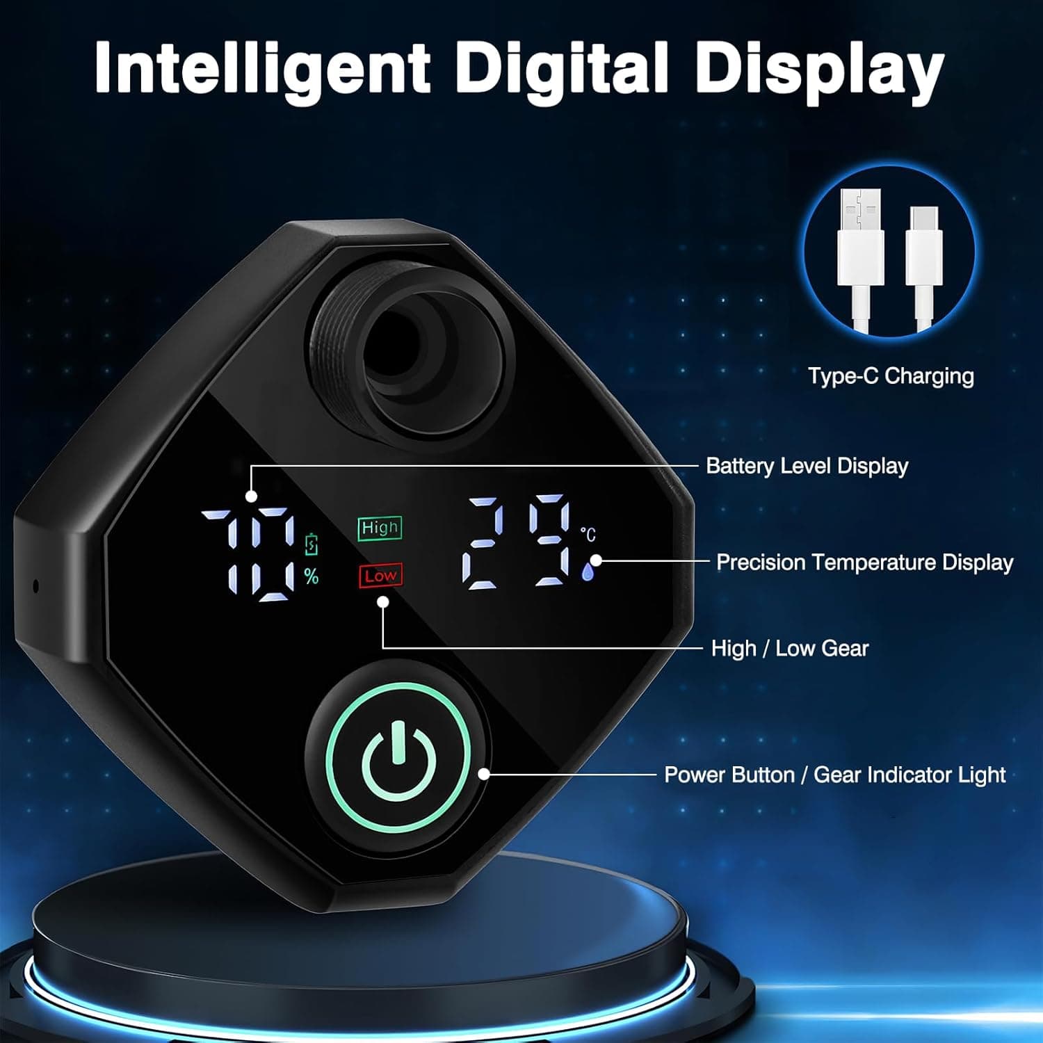 دوش قابل حمل Ponicozy Portable Camping Shower – پمپ برقی قابل شارژ با ظرفیت ۶۰۰۰ میلی‌آمپر ساعت، دارای نمایشگر دیجیتال هوشمند و سری دوش، مناسب برای کمپینگ، پیاده‌روی، سفر با RV و شستشوی حیوانات خانگی.